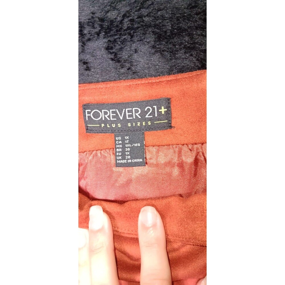 Forever 21 Plus Size 1X Rust Faux Suede Fringe Mini Skirt Western Boho Cowgirl - Picture 2 of 9